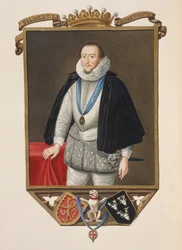 Portrait of Gilbert Talbot, 7th Earl of Shrewsbury from Memoirs of the Court of Queen Elizabeth after a portrait by Sir William Segar